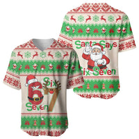 Funny Six Seven Meme Christmas Baseball Jersey Santa Says 6 7 - Wonder Print Shop