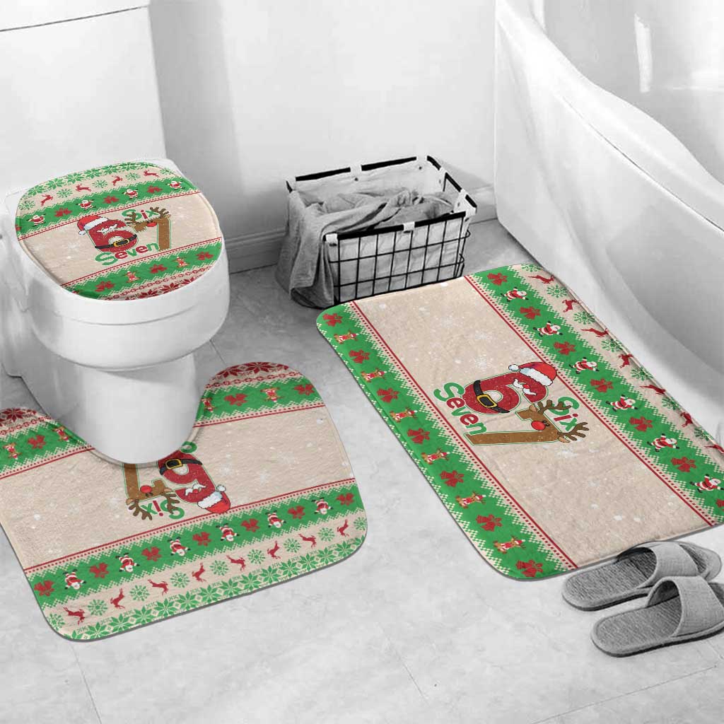 Funny Six Seven Meme Christmas Bathroom Set Santa Says 6 7 - Wonder Print Shop