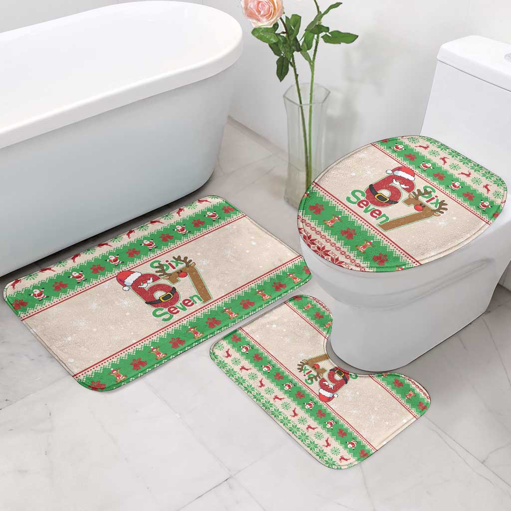 Funny Six Seven Meme Christmas Bathroom Set Santa Says 6 7 - Wonder Print Shop