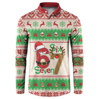 Funny Six Seven Meme Christmas Button Sweatshirt Santa Says 6 7 - Wonder Print Shop