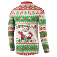 Funny Six Seven Meme Christmas Button Sweatshirt Santa Says 6 7 - Wonder Print Shop
