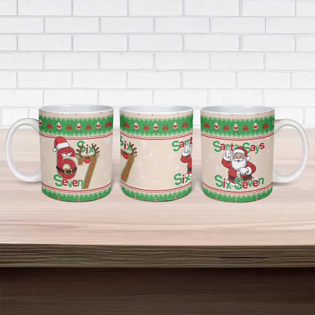 Funny Six Seven Meme Christmas Ceramic Mug Santa Says 6 7 - Wonder Print Shop