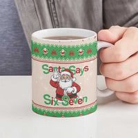 Funny Six Seven Meme Christmas Ceramic Mug Santa Says 6 7 - Wonder Print Shop