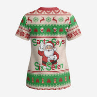 Funny Six Seven Meme Christmas Scrub Top Santa Says 6 7 - Wonder Print Shop