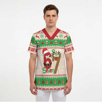 Funny Six Seven Meme Christmas Scrub Top Santa Says 6 7 - Wonder Print Shop