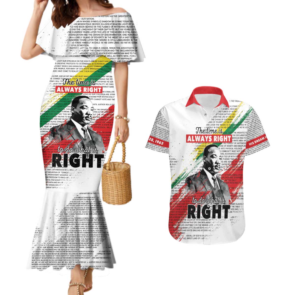 Martin Luther King Couples Matching Mermaid Dress and Hawaiian Shirt Honoring The Legacy White Version LT05 - Wonder Print Shop