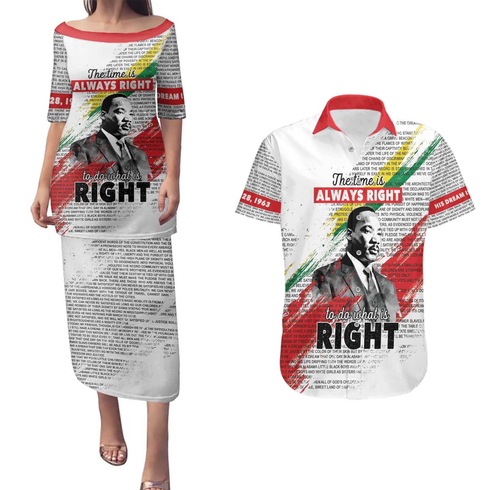 Martin Luther King Couples Matching Puletasi and Hawaiian Shirt Honoring The Legacy White Version LT05 - Wonder Print Shop