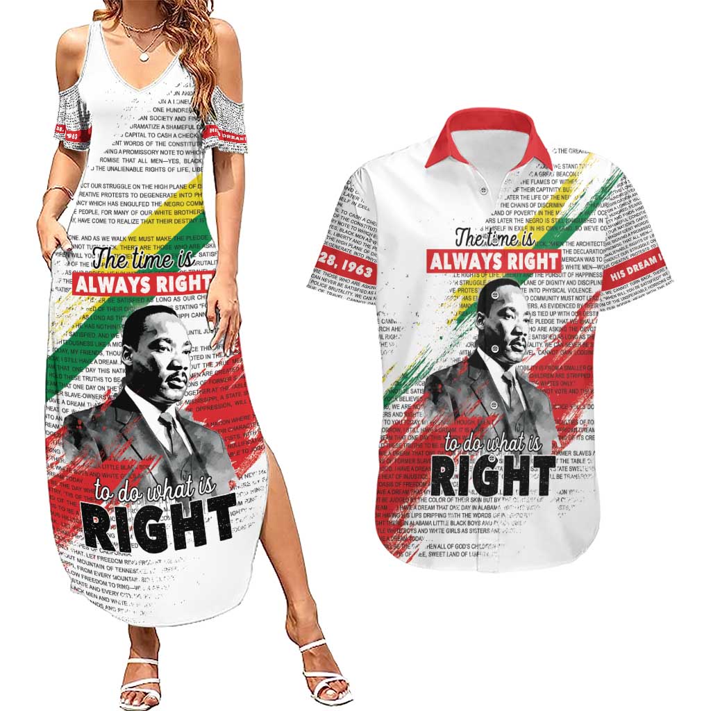 Martin Luther King Couples Matching Summer Maxi Dress and Hawaiian Shirt Honoring The Legacy White Version LT05 - Wonder Print Shop