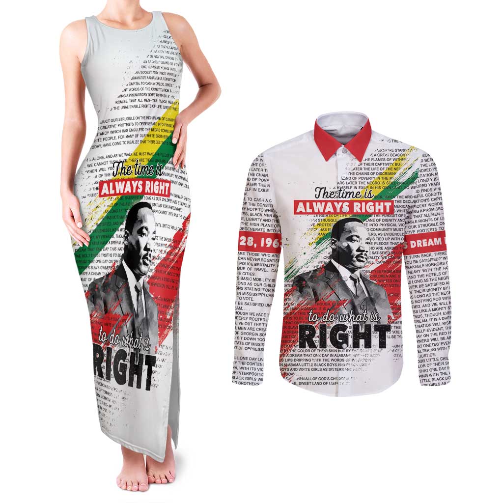 Martin Luther King Couples Matching Tank Maxi Dress and Long Sleeve Button Shirt Honoring The Legacy White Version LT05 - Wonder Print Shop