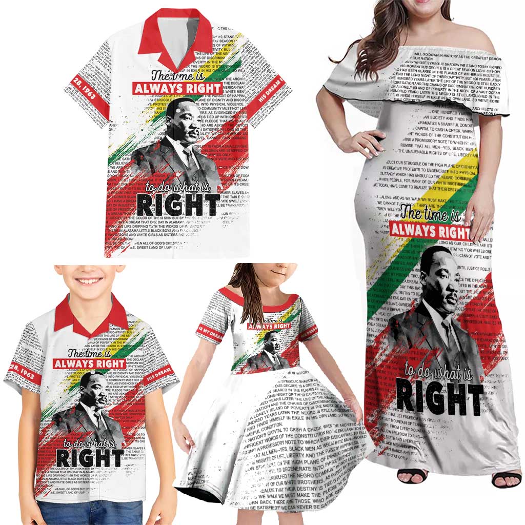 Martin Luther King Family Matching Off Shoulder Maxi Dress and Hawaiian Shirt Honoring The Legacy White Version LT05 - Wonder Print Shop