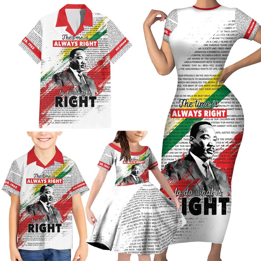 Martin Luther King Family Matching Short Sleeve Bodycon Dress and Hawaiian Shirt Honoring The Legacy White Version LT05 - Wonder Print Shop