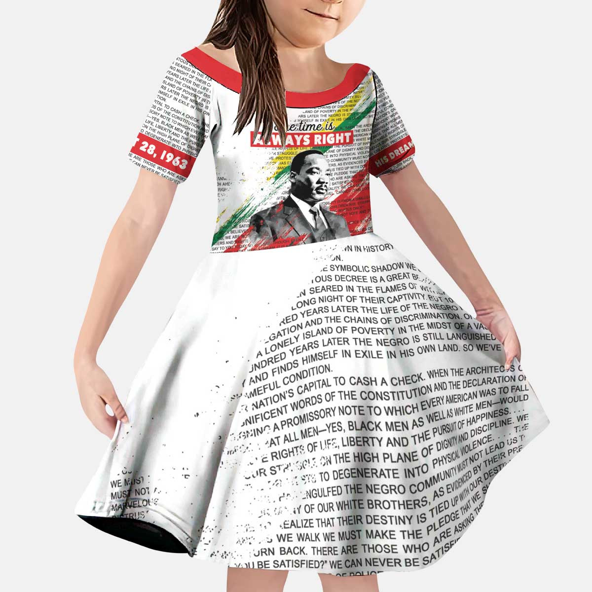 Martin Luther King Kid Short Sleeve Dress Honoring The Legacy White Version LT05 - Wonder Print Shop