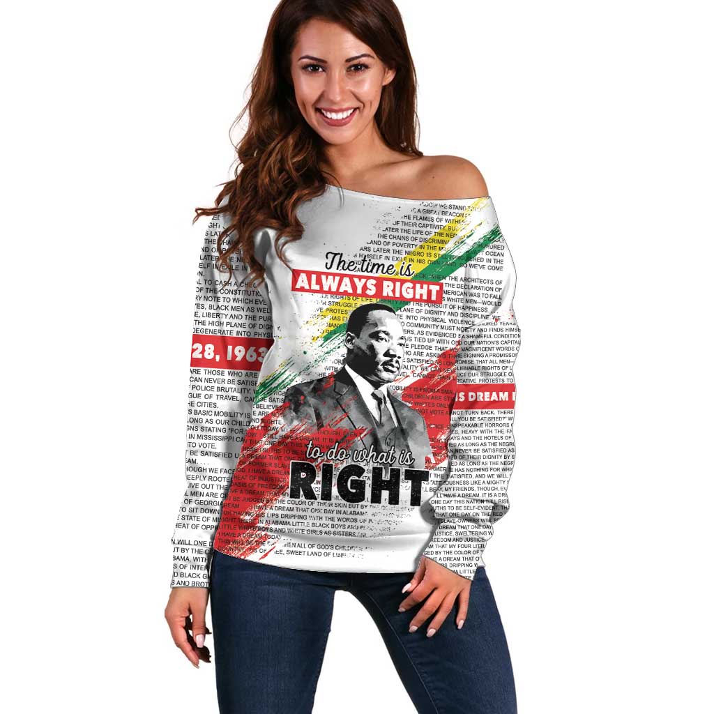 Martin Luther King Off Shoulder Sweater Honoring The Legacy White Version