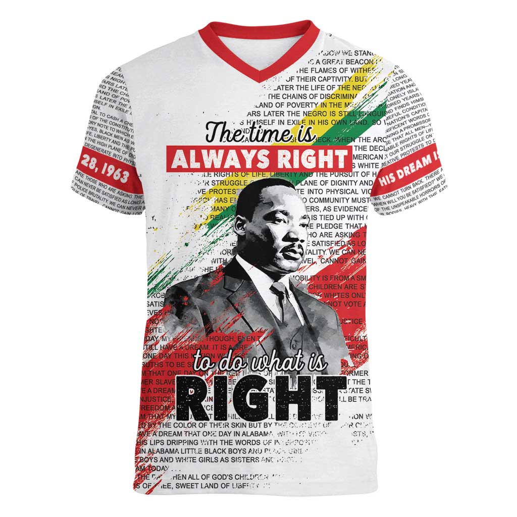 Martin Luther King Women V-Neck T-Shirt Honoring The Legacy White Version LT05 - Wonder Print Shop