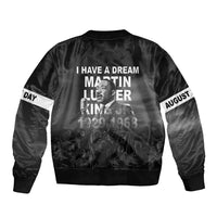 Unisex black bomber jacket with back “I Have a Dream” Martin Luther King Jr print