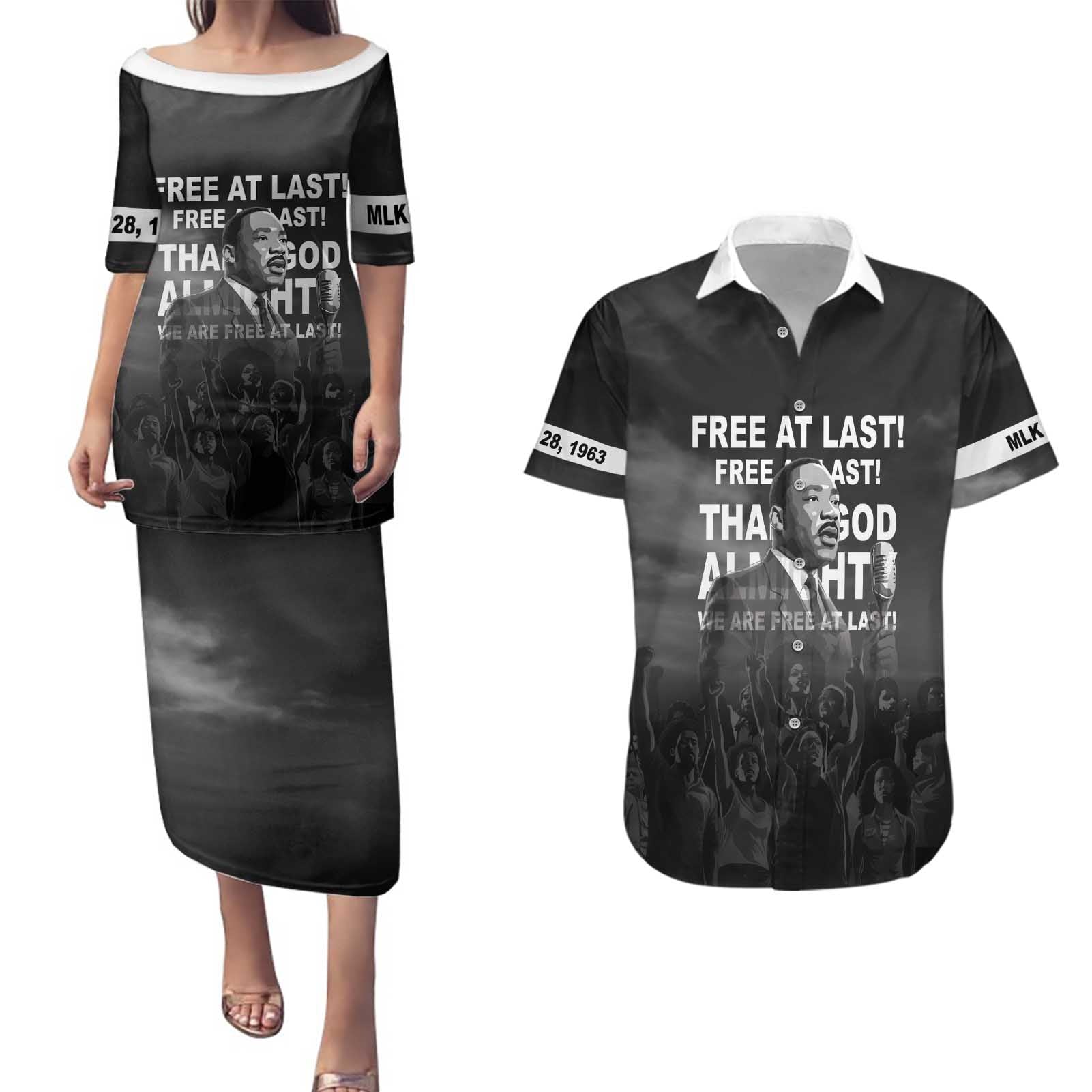 Martin Luther King MLK Couples Matching Puletasi and Hawaiian Shirt I Have A Dream LT05 - Wonder Print Shop