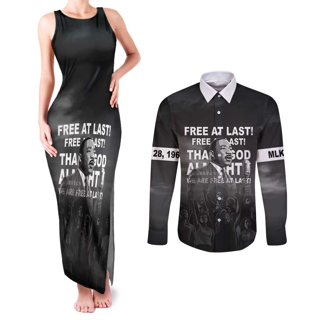 Martin Luther King MLK Couples Matching Tank Maxi Dress and Long Sleeve Button Shirt I Have A Dream LT05 - Wonder Print Shop