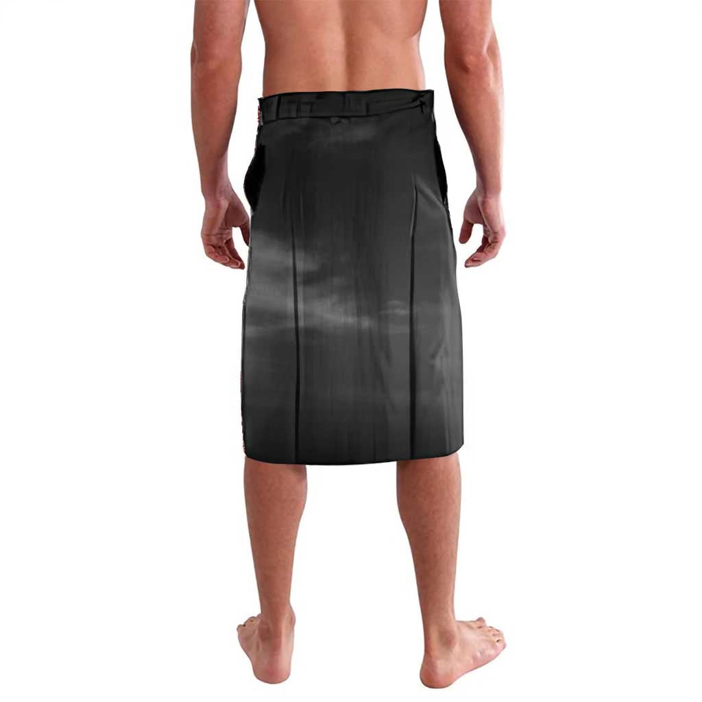 Black lavalava skirt, plain back view with elastic waistband
