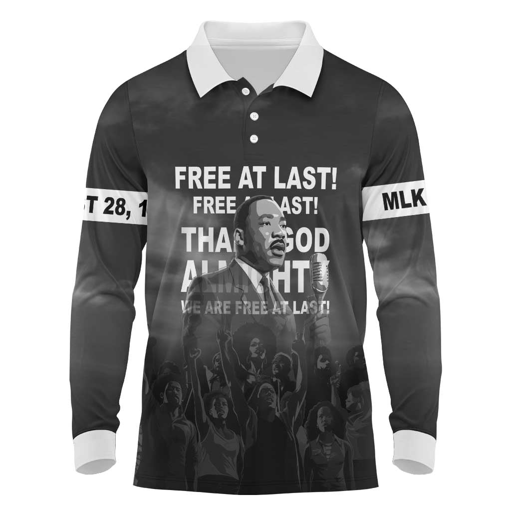 Martin Luther King MLK Long Sleeve Polo Shirt I Have A Dream LT05 - Wonder Print Shop