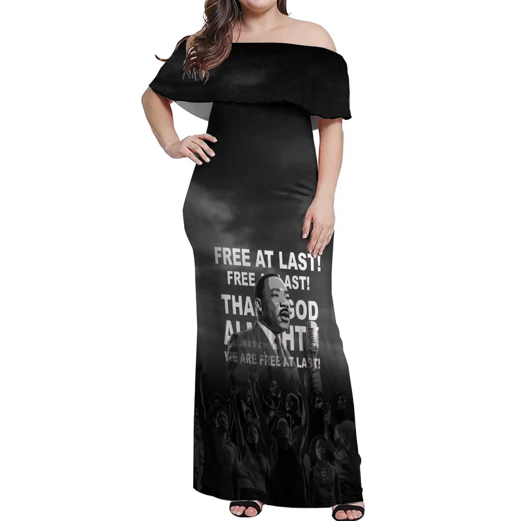 Martin Luther King MLK Off Shoulder Maxi Dress I Have A Dream LT05 - Wonder Print Shop