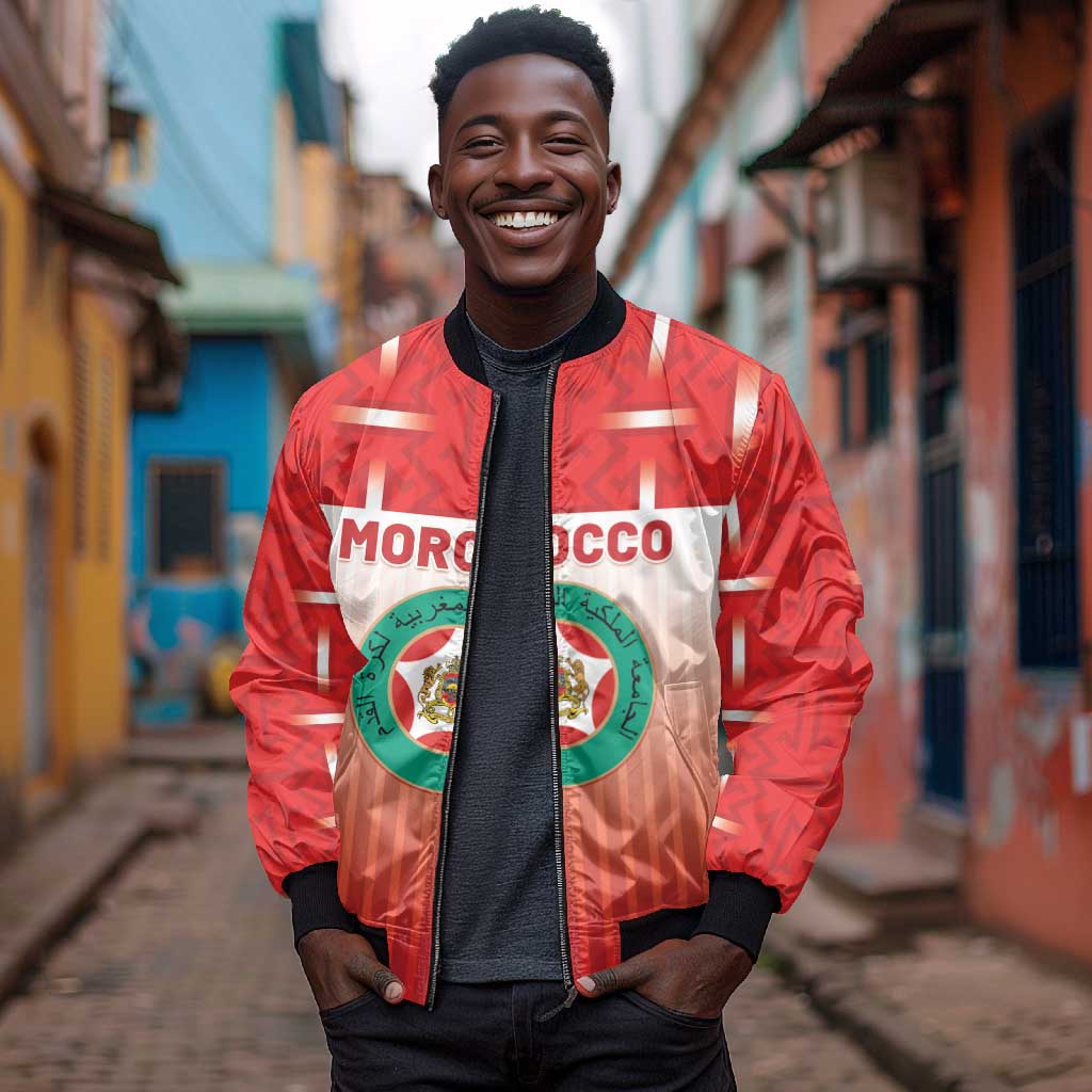 Custom Morocco Football Bomber Jacket 1994 Retro Red Version - Wonder Print Shop