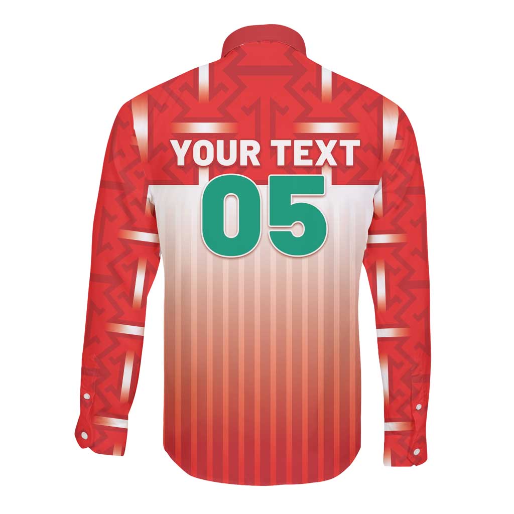 Custom Morocco Football Long Sleeve Button Shirt 1994 Retro Red Version - Wonder Print Shop