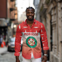 Custom Morocco Football Long Sleeve Button Shirt 1994 Retro Red Version - Wonder Print Shop