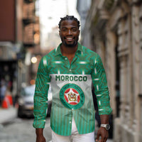 Custom Morocco Football Long Sleeve Button Shirt 1994 Retro Green Version - Wonder Print Shop