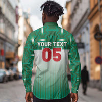 Custom Morocco Football Long Sleeve Button Shirt 1994 Retro Green Version - Wonder Print Shop