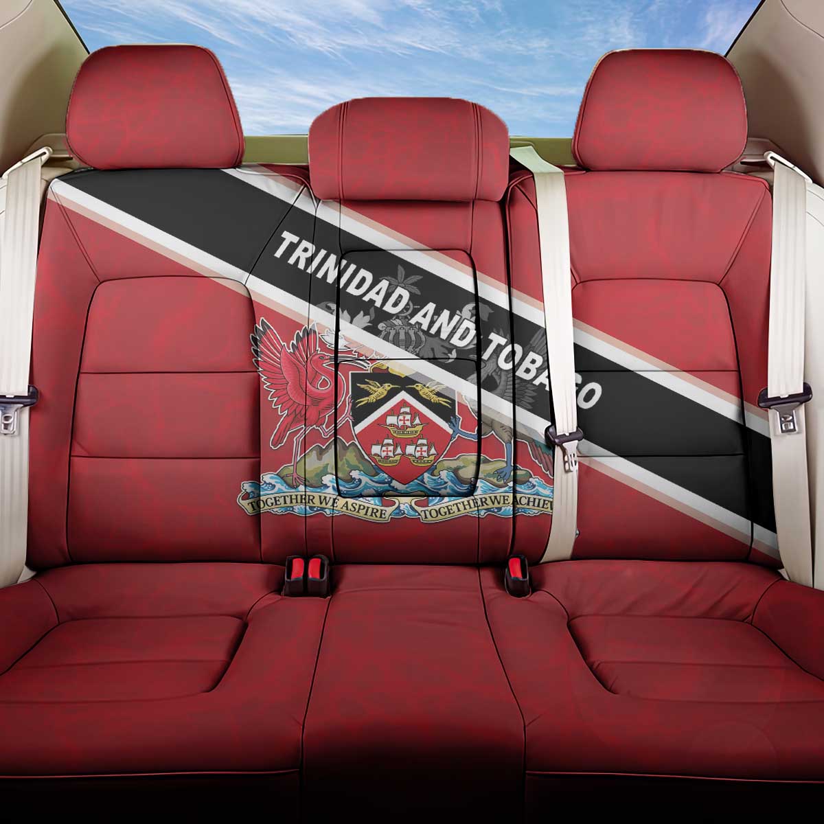 Trinidad and Tobago Back Car Seat Cover Coat Of Arms Flag Style