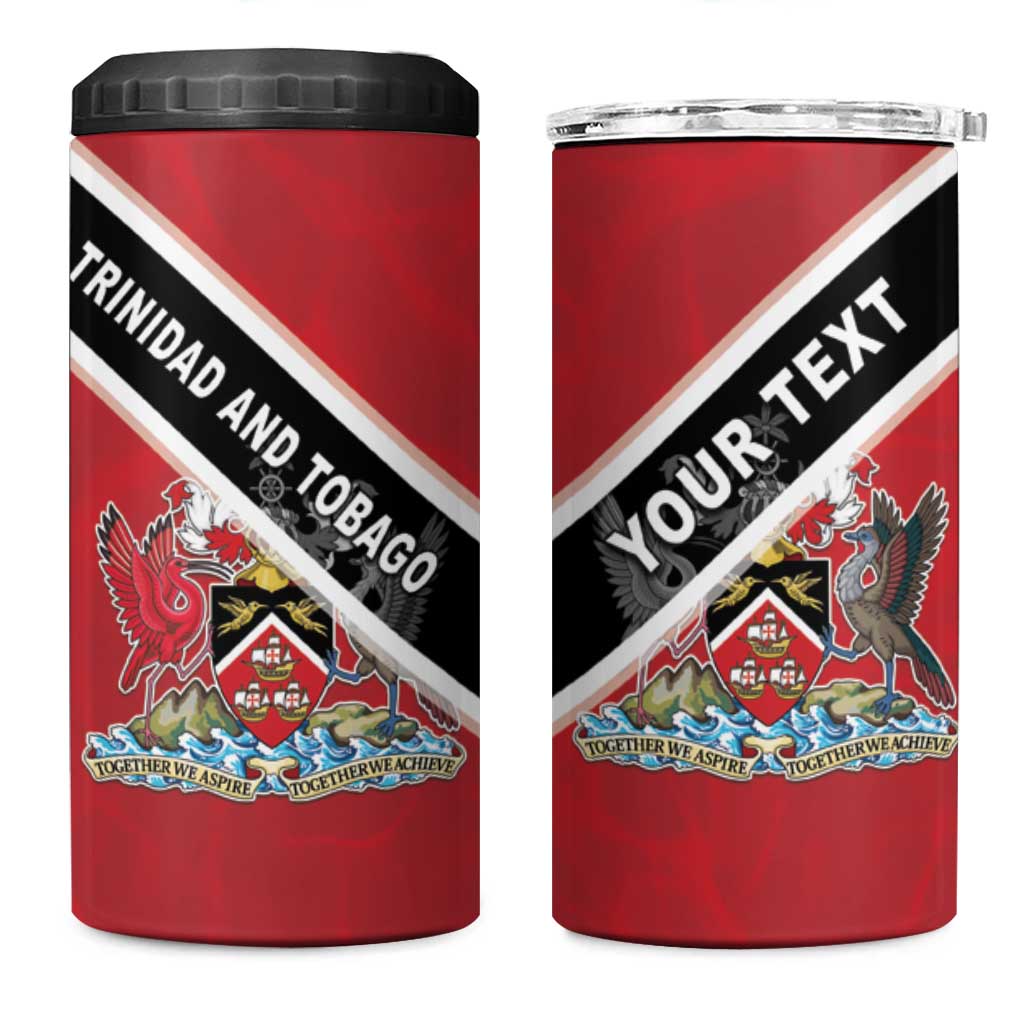 Personalized Trinidad and Tobago 4 in 1 Can Cooler Tumbler Coat Of Arms Flag Style