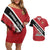 Personalized Trinidad and Tobago Couples Matching Off Shoulder Short Dress and Hawaiian Shirt Coat Of Arms Flag Style