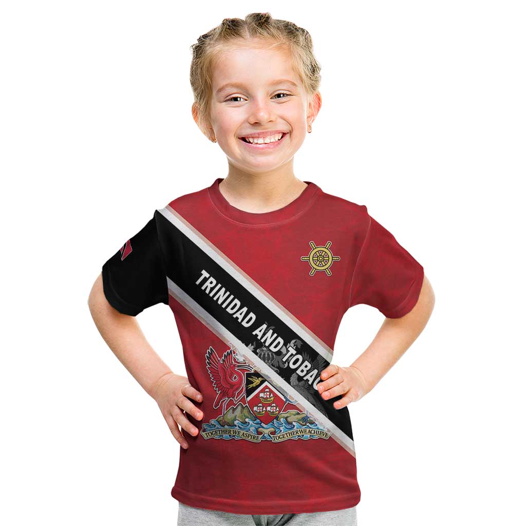 Personalized Trinidad and Tobago Kid T Shirt Coat Of Arms Flag Style