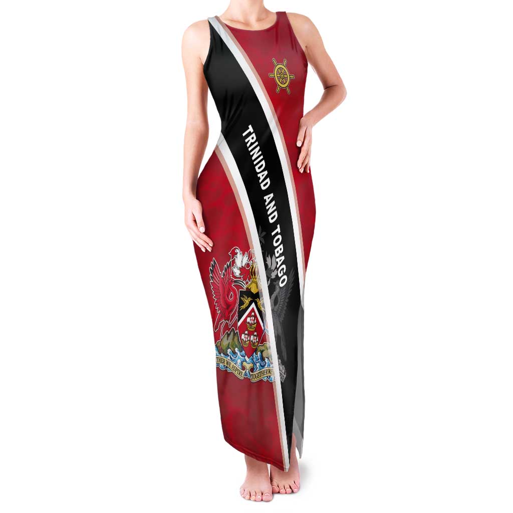 Personalized Trinidad and Tobago Tank Maxi Dress Coat Of Arms Flag Style