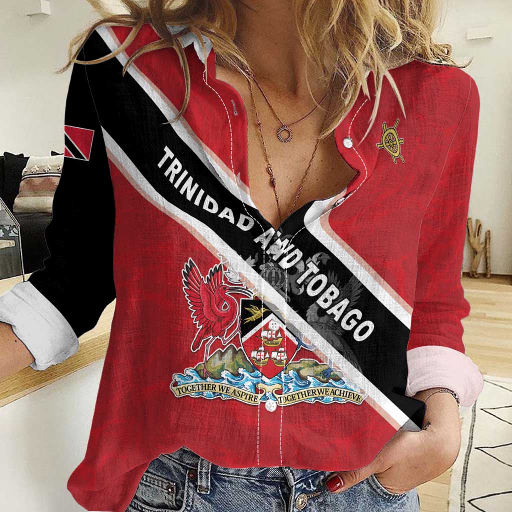 Personalized Trinidad and Tobago Women Casual Shirt Coat Of Arms Flag Style