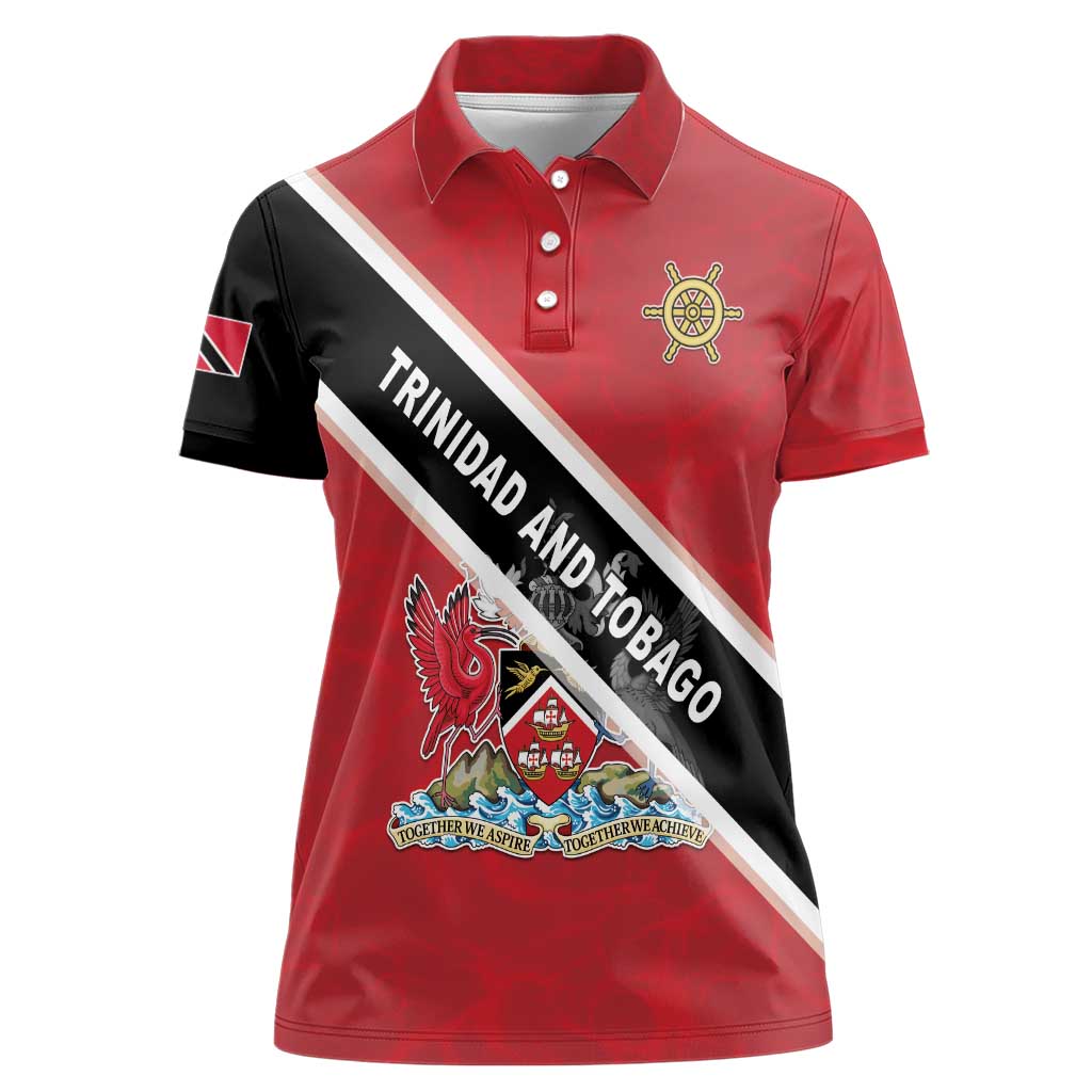 Personalized Trinidad and Tobago Women Polo Shirt Coat Of Arms Flag Style