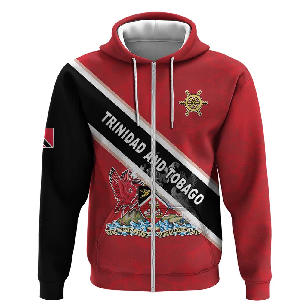 Personalized Trinidad and Tobago Zip Hoodie Coat Of Arms Flag Style