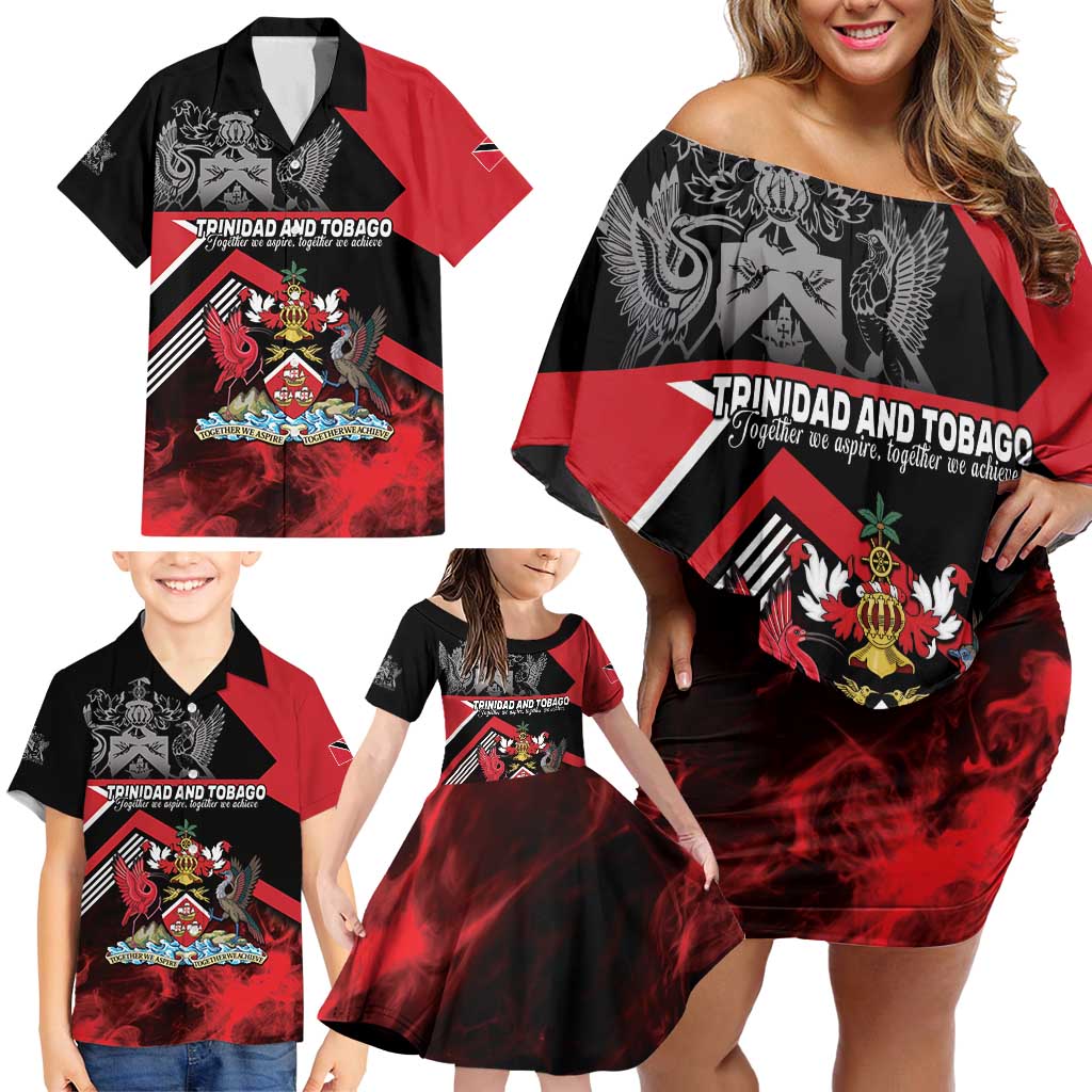 Personalized Trinidad and Tobago Family Matching Off Shoulder Short Dress and Hawaiian Shirt Unique Style