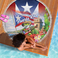 Puerto Rico Coqui Frog Beach Blanket Happy Emancipation Day