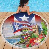 Puerto Rico Coqui Frog Beach Blanket Happy Emancipation Day