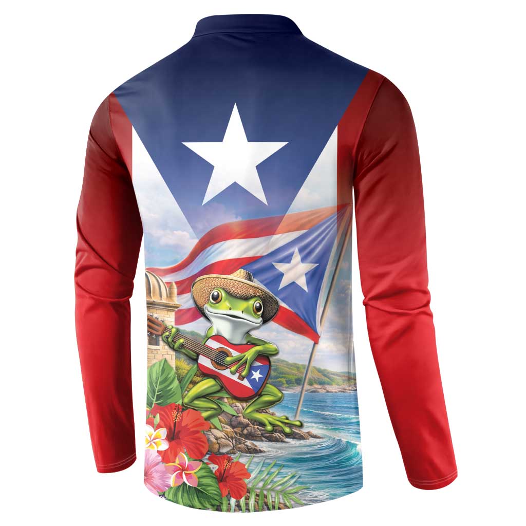 Puerto Rico Coqui Frog Button Sweatshirt Happy Emancipation Day