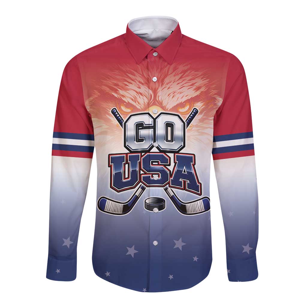 Custom USA Ice Hockey Team Long Sleeve Button Shirt Go USA Unique Style