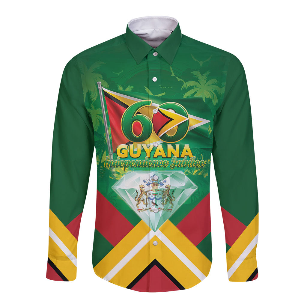 Guyana 60th Independence Diamond Jubilee Long Sleeve Button Shirt