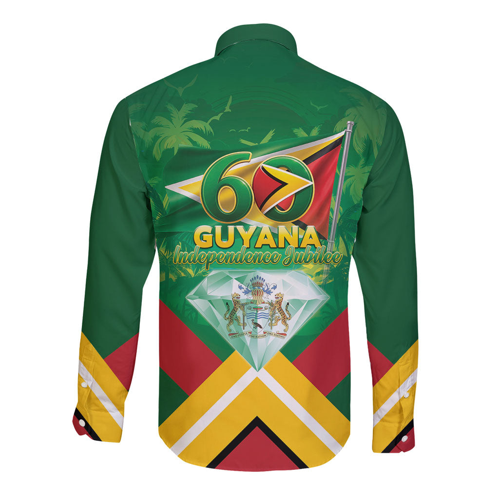 Guyana 60th Independence Diamond Jubilee Long Sleeve Button Shirt