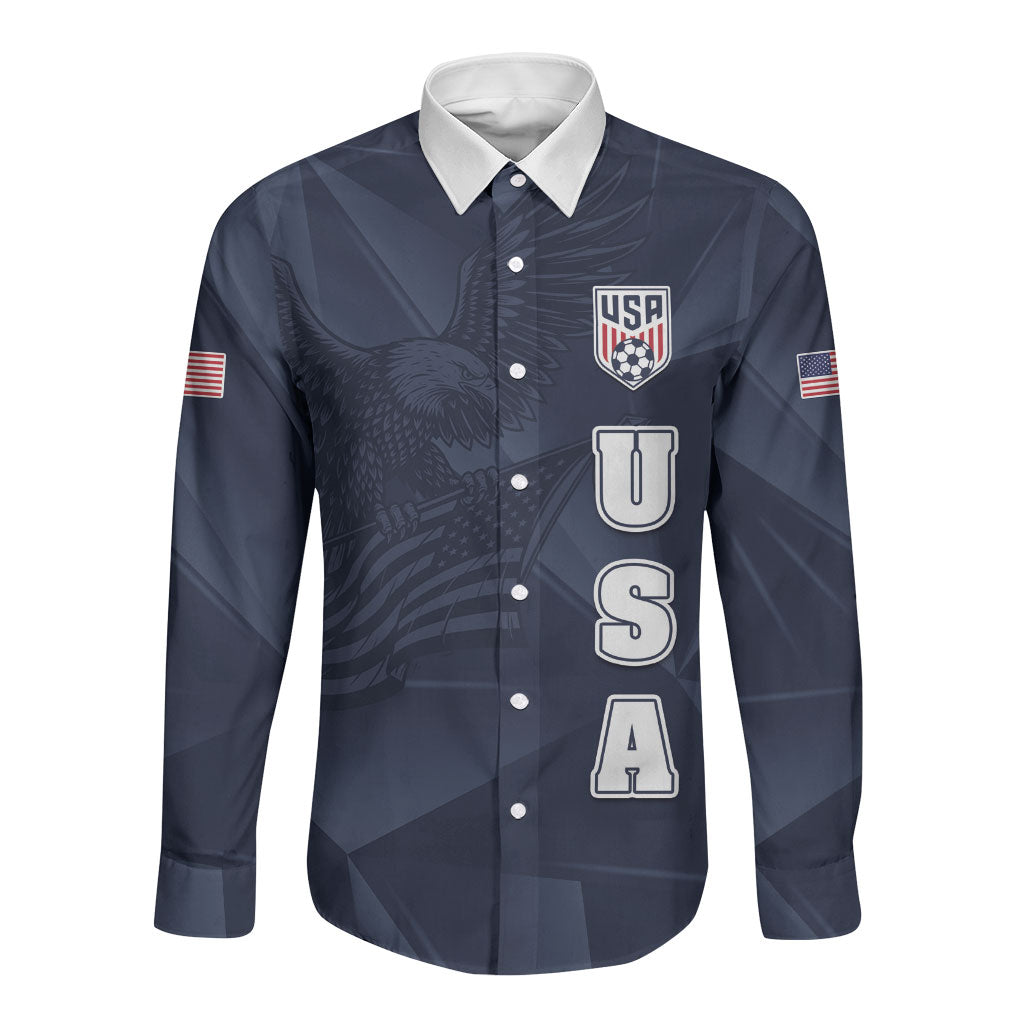 Custom United States Soccer 2026 Long Sleeve Button Shirt USA Eagle Simple Style