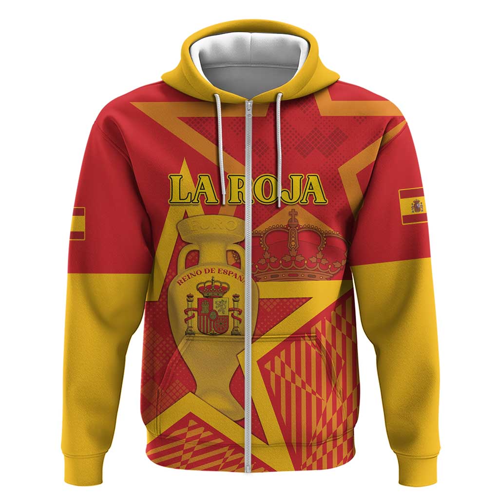 Custom Spain 2024 Football Zip Hoodie La Roja Reigns Supreme LT05 - Wonder Print Shop