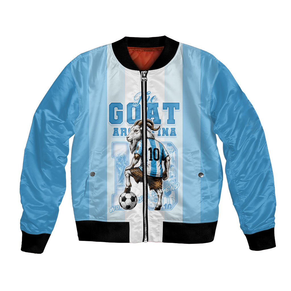 Custom Argentina Football GOAT 10 Bomber Jacket Worldwide Legend