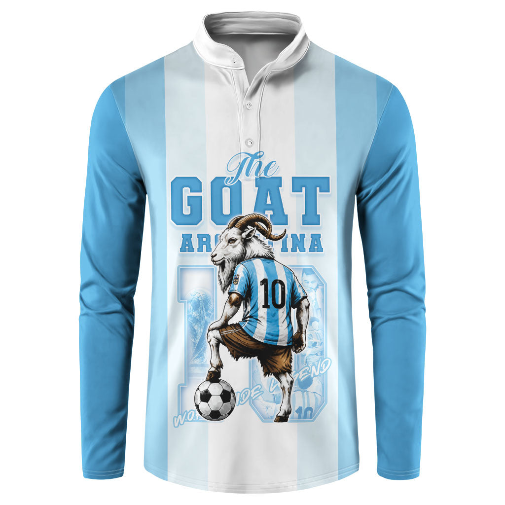 Custom Argentina Football GOAT 10 Button Sweatshirt Worldwide Legend