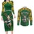 Custom South Africa Rugby 2024 Couples Matching Long Sleeve Bodycon Dress and Long Sleeve Button Shirt Go Bokke African Pattern LT05 - Wonder Print Shop