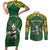 Custom South Africa Rugby 2024 Couples Matching Short Sleeve Bodycon Dress and Long Sleeve Button Shirt Go Bokke African Pattern LT05 - Wonder Print Shop